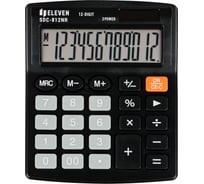 Калькулятор настольный Eleven SDC-812NR, 12 разрядов, двойное питание, 127х105х21 мм, черный 339219