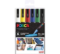 Набор маркеров UNI POSCA PC-3M «Стандартные цвета», в пластиковой упаковке, 6 шт. 196792