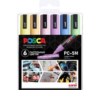 Набор маркеров UNI POSCA PC-5M «Пастельные цвета», в пластиковой упаковке, 6 шт. 196793