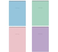 Блокнот BRAUBERG БОЛЬШОЙ ФОРМАТ А4, 198x297 мм, 80 л, гребень, подложка, клетка, Minimal Pastel 116425