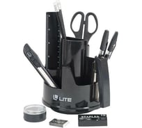 Настольный набор LITE ПРОФИ вращающийся, 14 предметов, черный, пластик DOL02-14/Bk