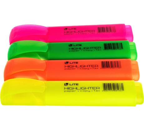 Набор маркеров-текстовыделителей LITE 1-4 мм 4 цвета, ассорти, скошенный FML01-4