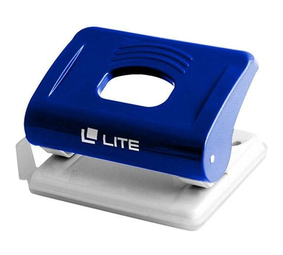 Дырокол LITE 20 листов, 2 отверстия, пластик, синий, линейка форматов DL-20B
