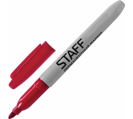 STAFF Маркер перманентный нестираемый EVERYDAY, КРАСНЫЙ,эргономич.корпус, круглый након.2мм, 151235