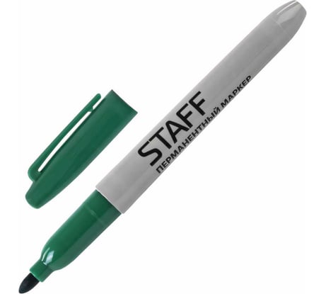 STAFF Маркер перманентный нестираемый EVERYDAY,ЗЕЛЕНЫЙ,эргономич.корпус, круглый након.2мм, 151236