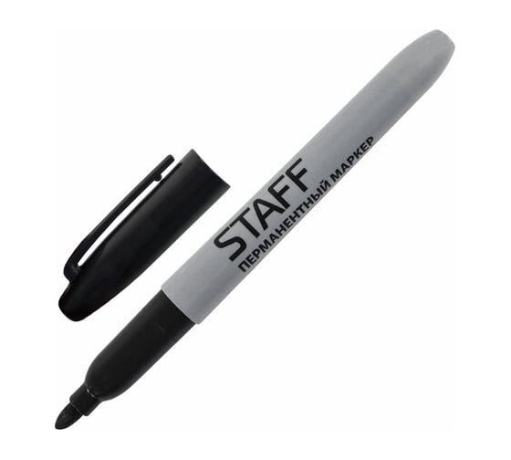 STAFF Маркер перманентный нестираемый EVERYDAY,ЧЕРНЫЙ,эргономич. корпус,круглый након. 2мм, 151233 - выгодная цена, отзывы, характеристики, фото - купить в Москве и РФ