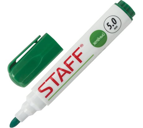 Маркер 12 шт в упаковке Staff стираемый для белой доски ЗЕЛЕНЫЙ Manager 5 мм с клипом  151494