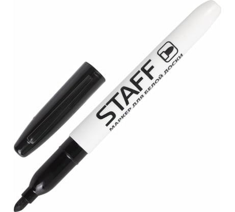 Маркер 12 шт в упаковке Staff стираемый для белой доски ЧЕРНЫЙ EVERYDAY 25 мм тонкий корпус  151093