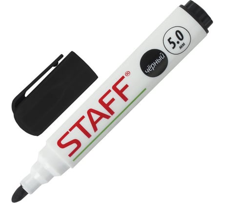Маркер 12 шт в упаковке Staff стираемый для белой доски ЧЕРНЫЙ Manager 5 мм с клипом  151491
