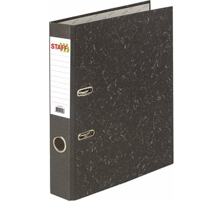 Папка-регистратор STAFF Basic БЮДЖЕТ с мраморным покрытием, 50 мм, без уголка, черный корешок 227184