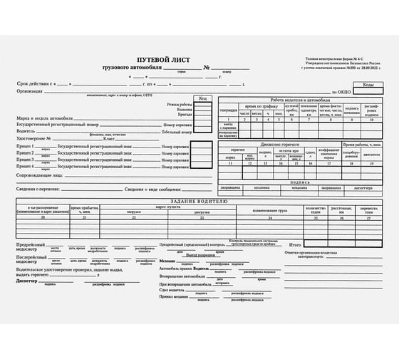 Бланк бух. 10 шт в упаковке BRAUBERG офсет Путевой лист груз. автом. б/талона А4 (198х275мм) СПАЙКА 100шт  130132 1