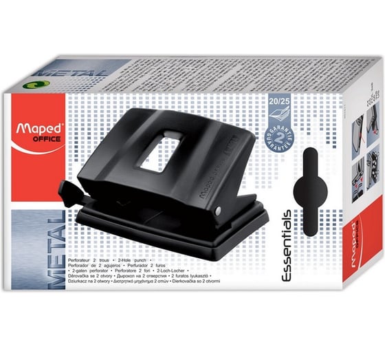 Дырокол MAPED Essentials Metal металлический средний, на 25 листов, черный 224921
