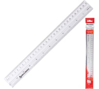 Линейка пластик 30 см BRAUBERG, с держателем, прозрачная, европодвес, 24 шт, 210303