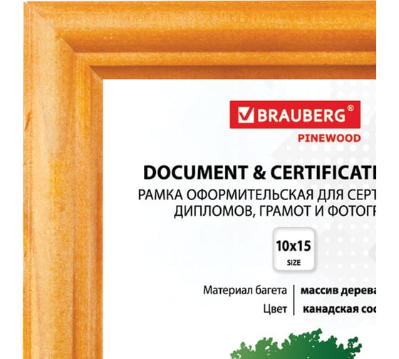 Рамка 40 шт в упаковке BRAUBERG 10*15см дерево багет 18 мм HIT канадская сосна стекло подставка  390019