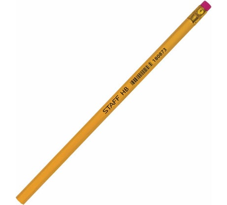 Карандаш чернографитный 100 шт в упаковке Staff EVERYDAY 1 шт. НВ с резинкой корпус желтый  180873