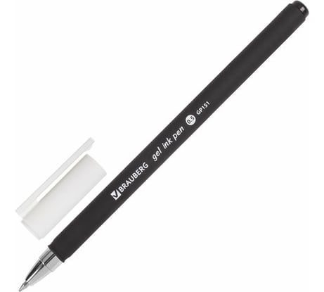 Ручка 12 шт в упаковке BRAUBERG гелевая Matt Gel ЧЕРНАЯ корпус soft-touch узел 05 мм линия 035 мм  142944