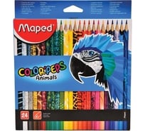 Цветные карандаши MAPED Color'Peps Animals' 24 цвета, трехгранные, заточенные 181597