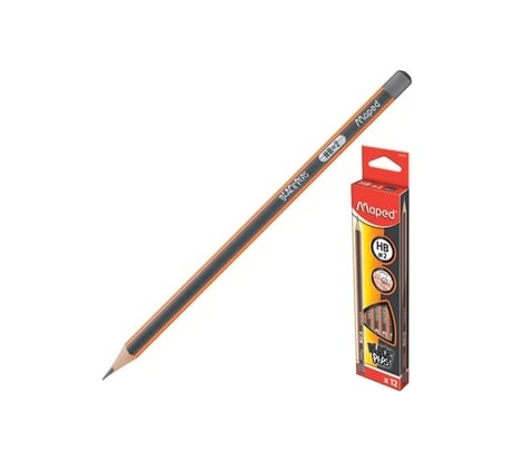Чернографитные карандаши MAPED Black Pep's НВ, трехгранные, 12 шт 180878