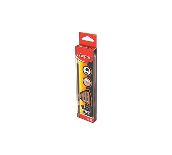 Чернографитные карандаши MAPED Black Pep's НВ, трехгранные, 12 шт 180878