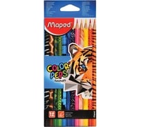 Цветные карандаши Maped Color'Peps Animals' 12 цветов, трехгранные, заточенные, европодвес 181596