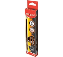 Чернографитные карандаши MAPED Black Pep's Deco B, трехгранные, с резинкой, 12 шт 181604