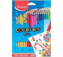 Цветные карандаши Maped Color'Peps Star 36 цветов, трехгранные, заточенные, европодвес 181598