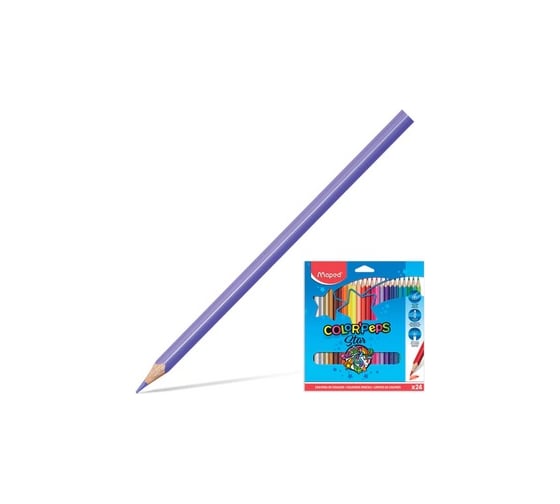 Цветные карандаши Maped Color'Peps Star 24 цвета, трехгранные, заточенные, европодвес 180883
