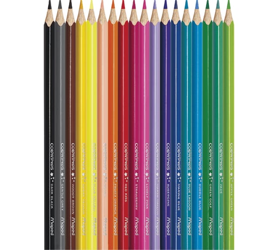 Цветные карандаши MAPED Color'Peps Star 18 цветов, трехгранные, заточенные, европодвес 180882