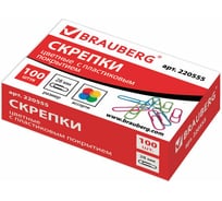 Скрепки 108 шт в упаковке BRAUBERG 28 мм цветные 100 шт. в картонной коробке RU  220555