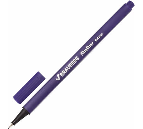 Ручка 12 шт в упаковке BRAUBERG капиллярная линер Aero ФИОЛЕТОВАЯ трехгран. металлич. наконечник 04мм  142255