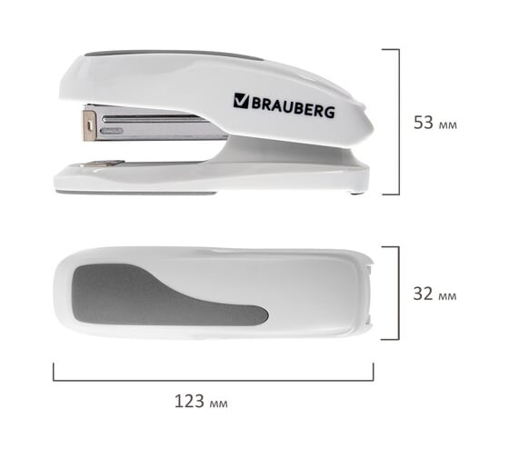 Степлер BRAUBERG Super №24/6, 26/6, до 30 листов, серый 229089