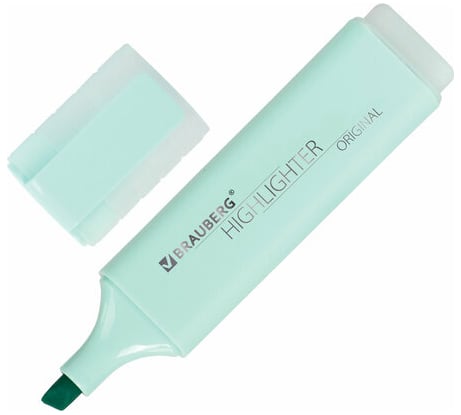 Текстовыделитель 12 шт в упаковке BRAUBERG "ORIGINAL PASTEL" БИРЮЗОВЫЙ линия 1-5 мм 151694
