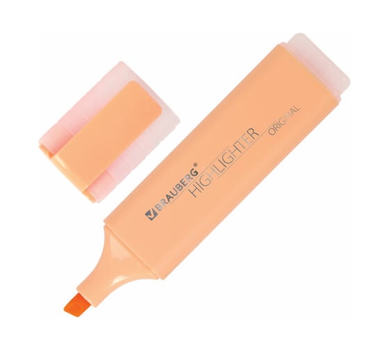 Текстовыделитель 12 шт в упаковке BRAUBERG "ORIGINAL PASTEL" ПЕРСИКОВЫЙ линия 1-5 мм  151696
