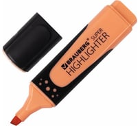 Текстовыделитель 12 шт в упаковке BRAUBERG "SUPER PASTEL" ПЕРСИКОВЫЙ прорезиненный корпус линия 1-5 мм  151750