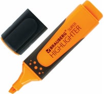 Текстовыделитель 12 шт в упаковке BRAUBERG "SUPER" ОРАНЖЕВЫЙ прорезиненный корпус линия 1-5 мм  151741