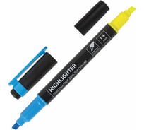 Текстовыделитель 12 шт в упаковке BRAUBERG двусторонний  ЖЕЛТЫЙ/ГОЛУБОЙ линия 1-4 мм  150842