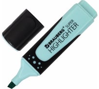 Текстовыделитель 12 шт в упаковке BRAUBERG "SUPER PASTEL" БИРЮЗОВЫЙ прорезиненный корпус линия 1-5 мм  151752