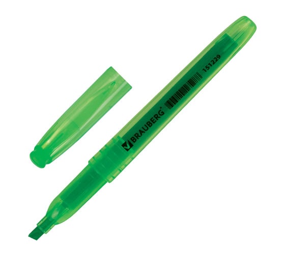 Текстовыделитель 12 шт в упаковке BRAUBERG "Vivid" ЗЕЛЕНЫЙ линия 1-3 мм  151229