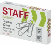 Скрепки 198 шт в упаковке Staff EVERYDAY 22 мм металлические 100 шт. в картонной коробке RU  220302
