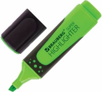 Текстовыделитель 12 шт в упаковке BRAUBERG "SUPER" ЗЕЛЕНЫЙ прорезиненный корпус линия 1-5 мм  151739