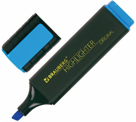 Текстовыделитель 12 шт в упаковке BRAUBERG "ORIGINAL" ГОЛУБОЙ линия 1-5 мм  151684