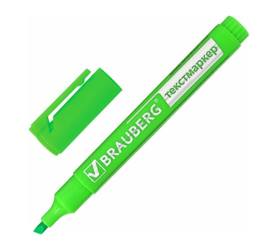 Текстовыделитель 12 шт в упаковке BRAUBERG "Energy" ЗЕЛЕНЫЙ линия 1-3 мм  150483 1