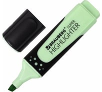 Текстовыделитель 12 шт в упаковке BRAUBERG "SUPER PASTEL" МЯТА прорезиненный корпус линия 1-5 мм  151748