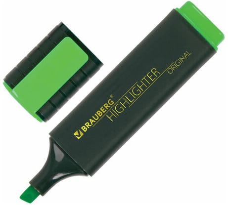 Текстовыделитель 12 шт в упаковке BRAUBERG "ORIGINAL" ЗЕЛЕНЫЙ линия 1-5 мм 151682