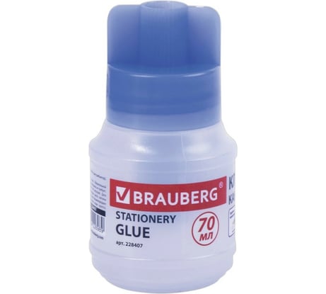 Клей канцелярский 12 шт в упаковке BRAUBERG  70 мл. с кисточкой  228407