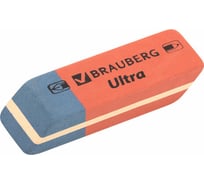 Ластики BRAUBERG "Ultra" НАБОР 10 уп. по 6 шт. размер ластика 41*14*8 мм красно-синие натур. каучук  229599