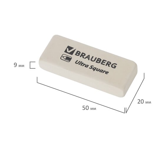 Ластик 36 шт в упаковке BRAUBERG "Ultra Square" 50х20х9мм белый натуральный каучук  228709