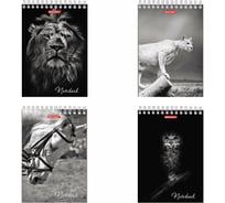 Блокнот 4 шт в упаковке BRAUBERG А5 146х205мм 60л гребень картон подложка клетка Животные  129810