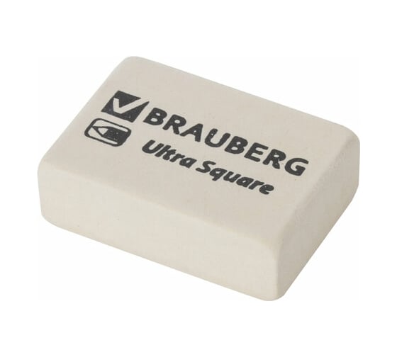 Ластик 80 шт в упаковке BRAUBERG "Ultra Square" 26х18х8мм белый натуральный каучук  228707 1