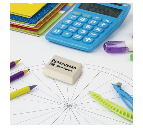 Ластик 80 шт в упаковке BRAUBERG "Ultra Square" 26х18х8мм белый натуральный каучук  228707